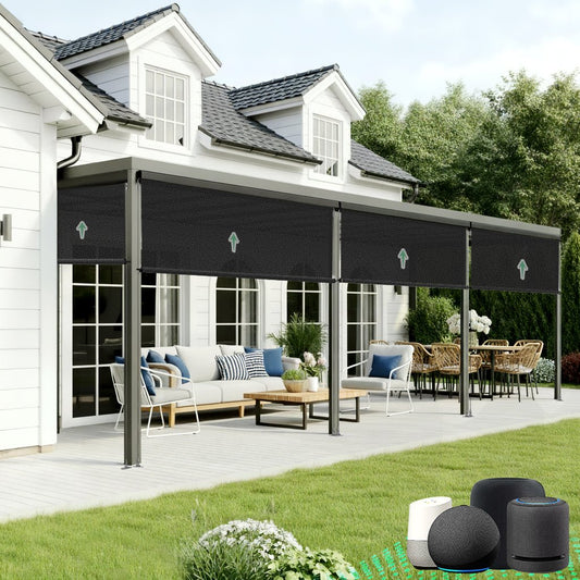 Aprilsmart Motorized Outdoor Shades 5% Openness