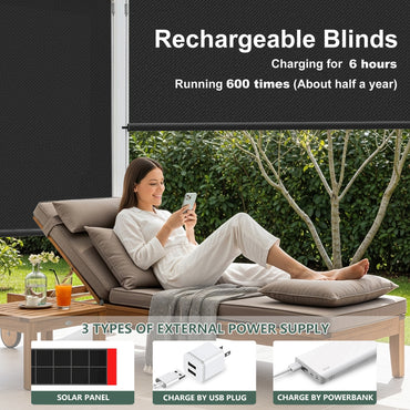Aprilsmart Motorized Outdoor Shades 5% Openness