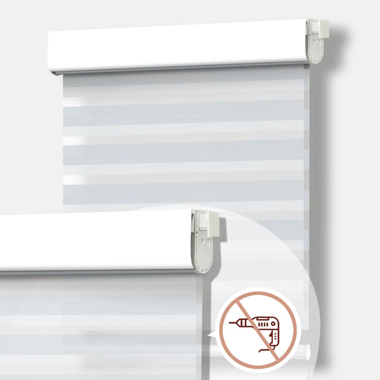 Aprilsmart No Drill Motorized Zebra Roller Blinds 60% Blackout