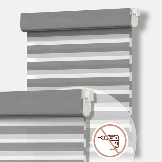 Aprilsmart No Drill Motorized Zebra Roller Blinds 85% Blackout
