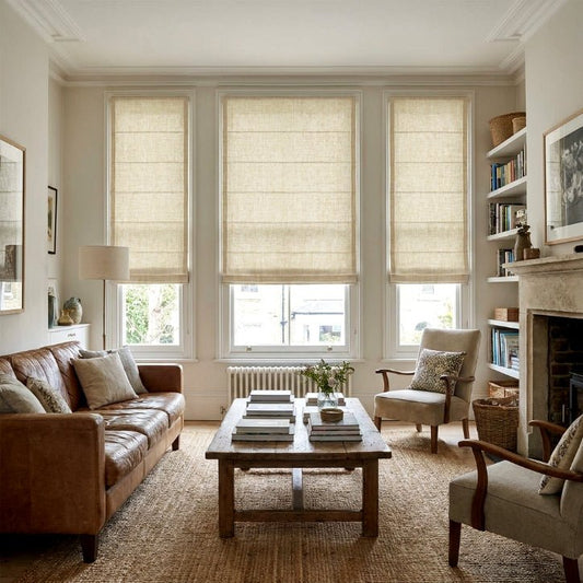 Aprilsmart 50%/70%/100% Blackout Motorized Linen Roman Shades
