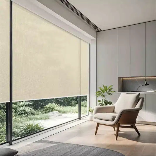 Aprilsmart Motorized Light Filtering Roller Shades 70% Blackout Bouvardia