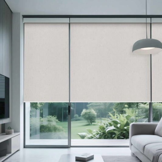 Aprilsmart Motorized Roller Shades 100% Blackout Linen