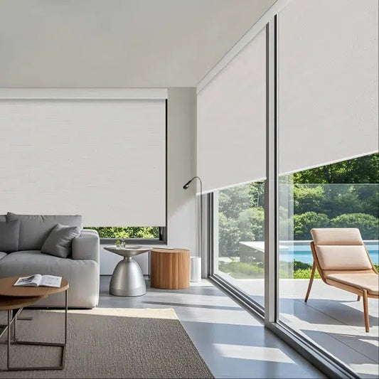 Aprilsmart Motorized Roller Shades 100% Blackout Safari