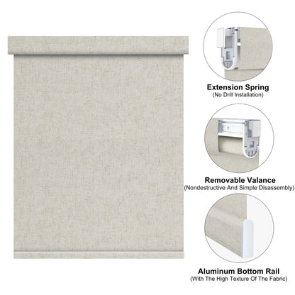 Aprilsmart No Drill Motorized Roller Shades 100% Blackout Linen