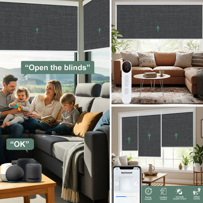 Aprilsmart Motorized Roller Shades 100% Blackout Bouvardia
