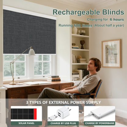 Aprilsmart Motorized Roller Shades 100% Blackout Bouvardia