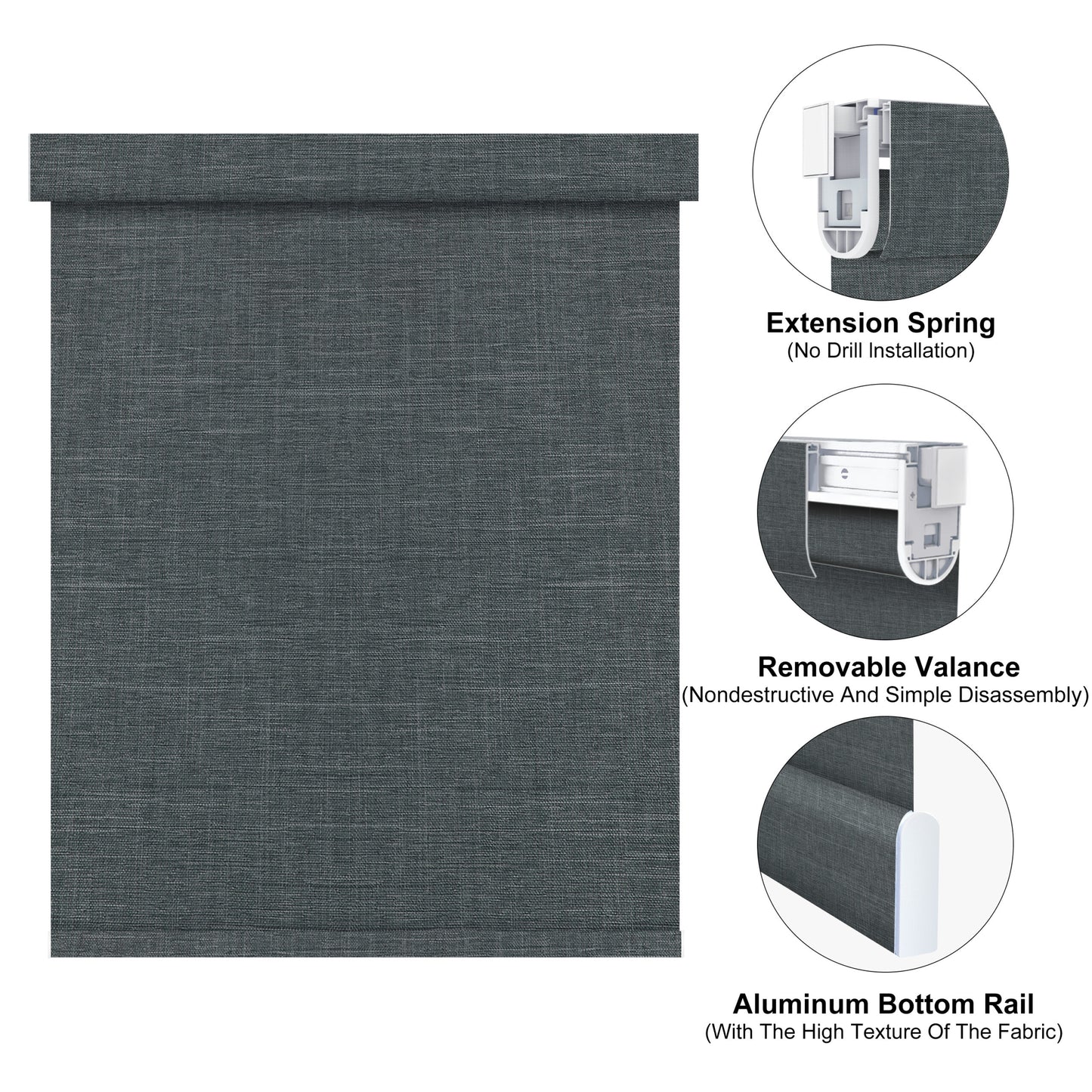 Aprilsmart No Drill Motorized Roller Shades 100% Blackout Bouvardia