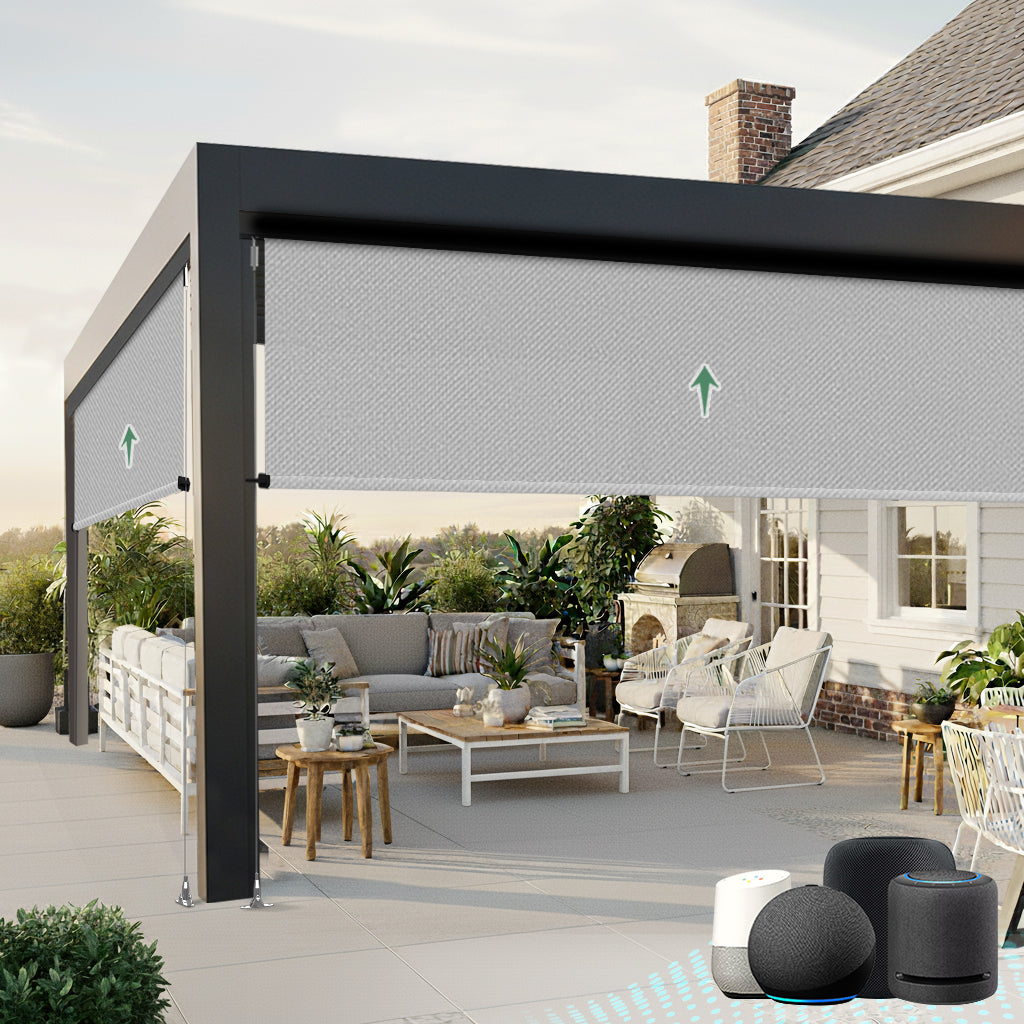 Aprilsmart Motorized Outdoor Shades 1% Openness