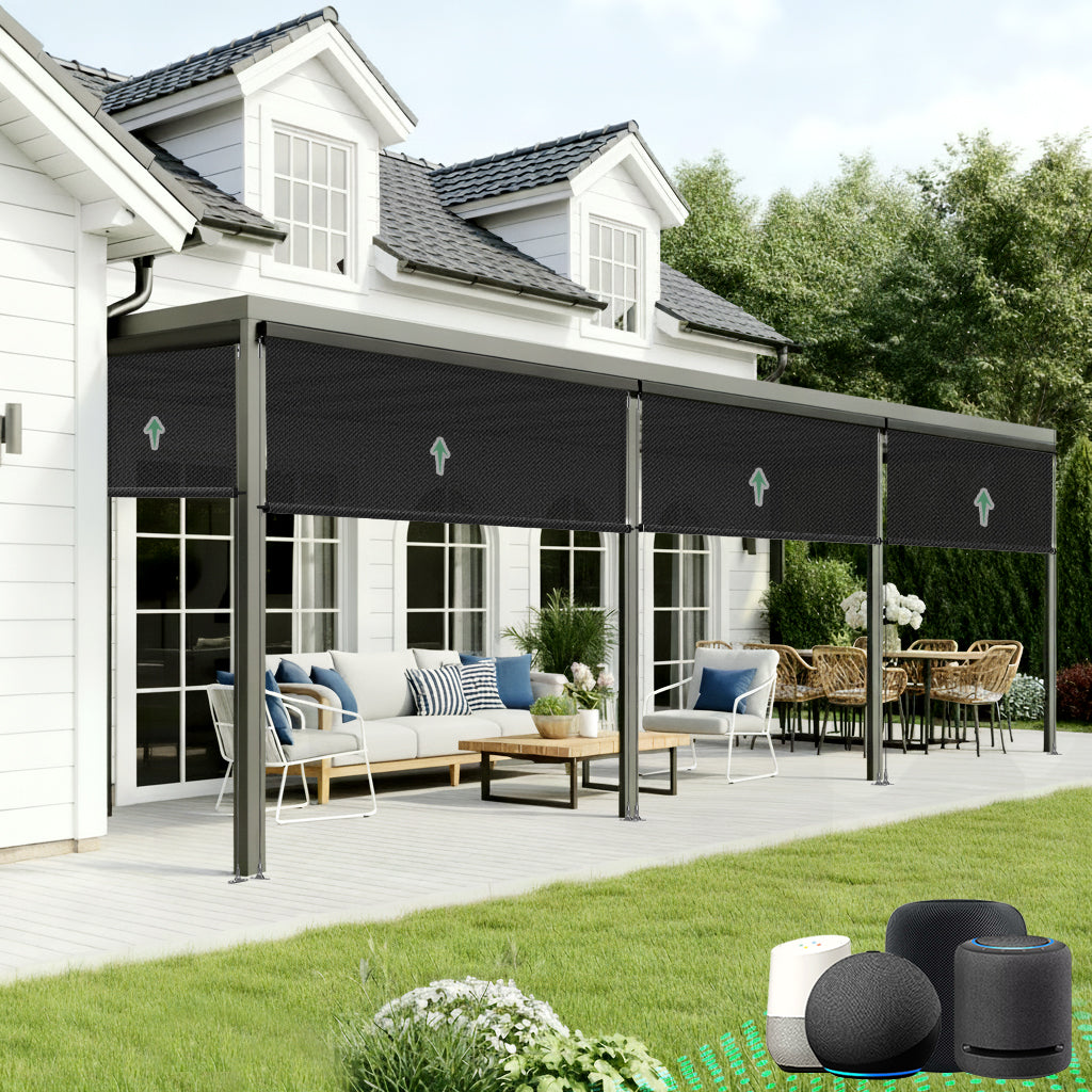 Aprilsmart Motorized Outdoor Shades 5% Openness