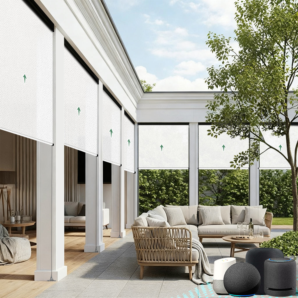 Aprilsmart Motorized Outdoor Shades 3% Openness