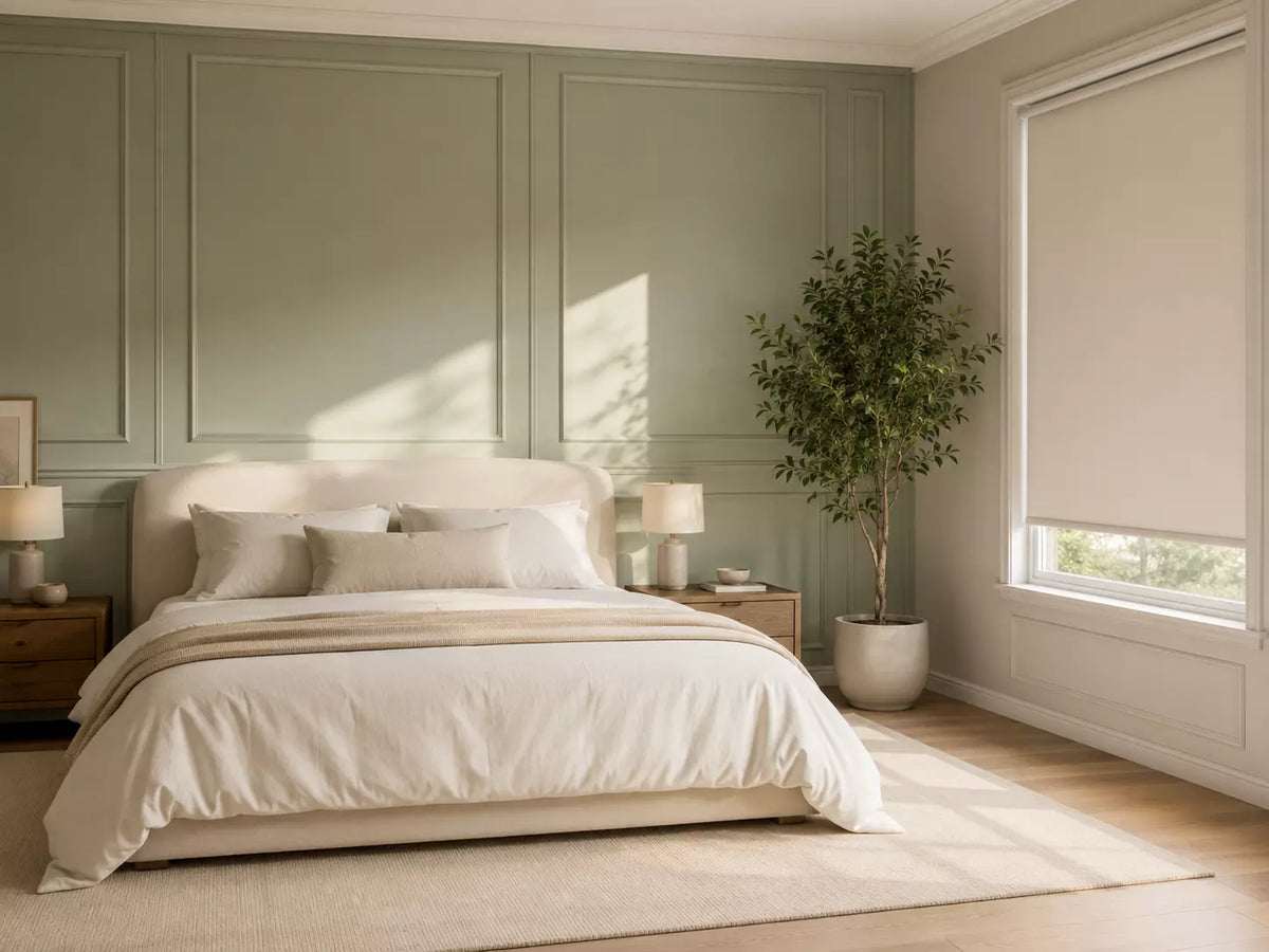 Blackout roller shades for bedroom privacy and light control