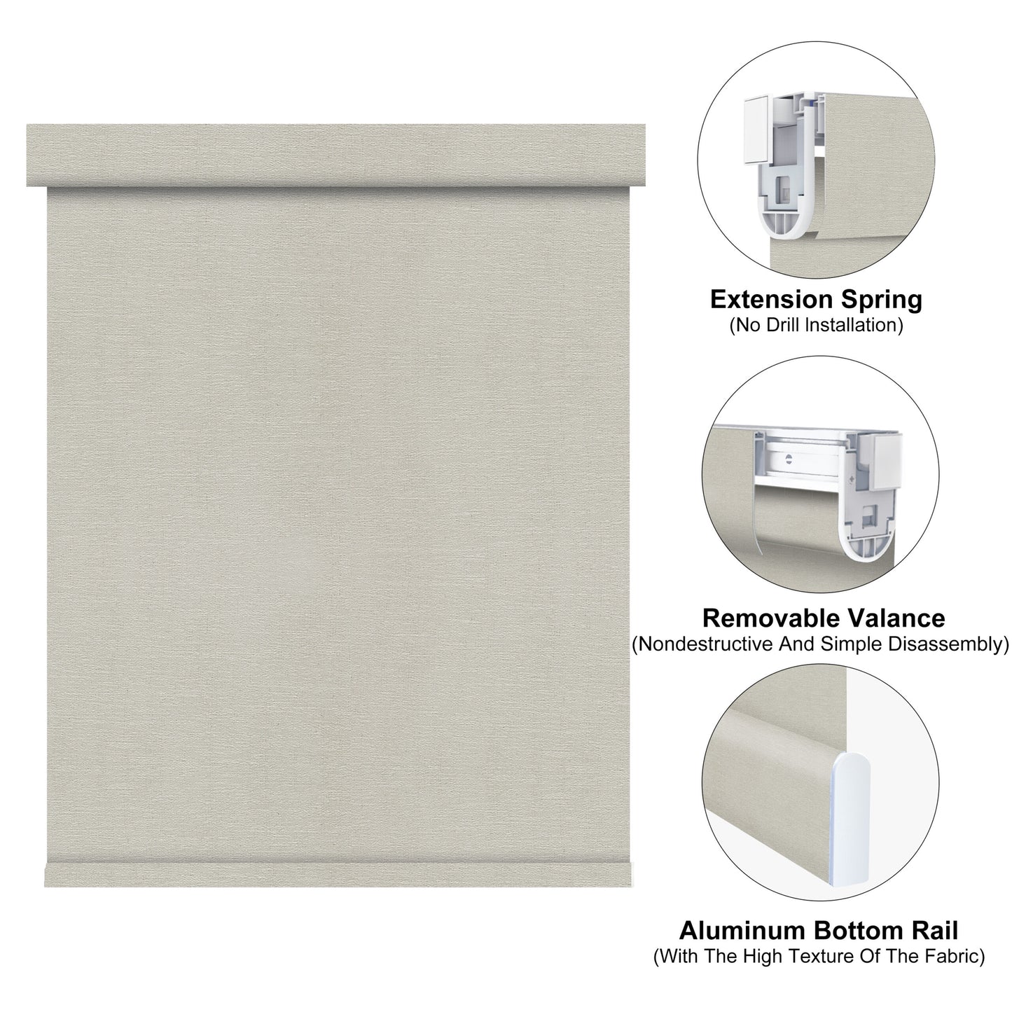 Aprilsmart No Drill Motorized Roller Shades 100% Blackout Bermuda