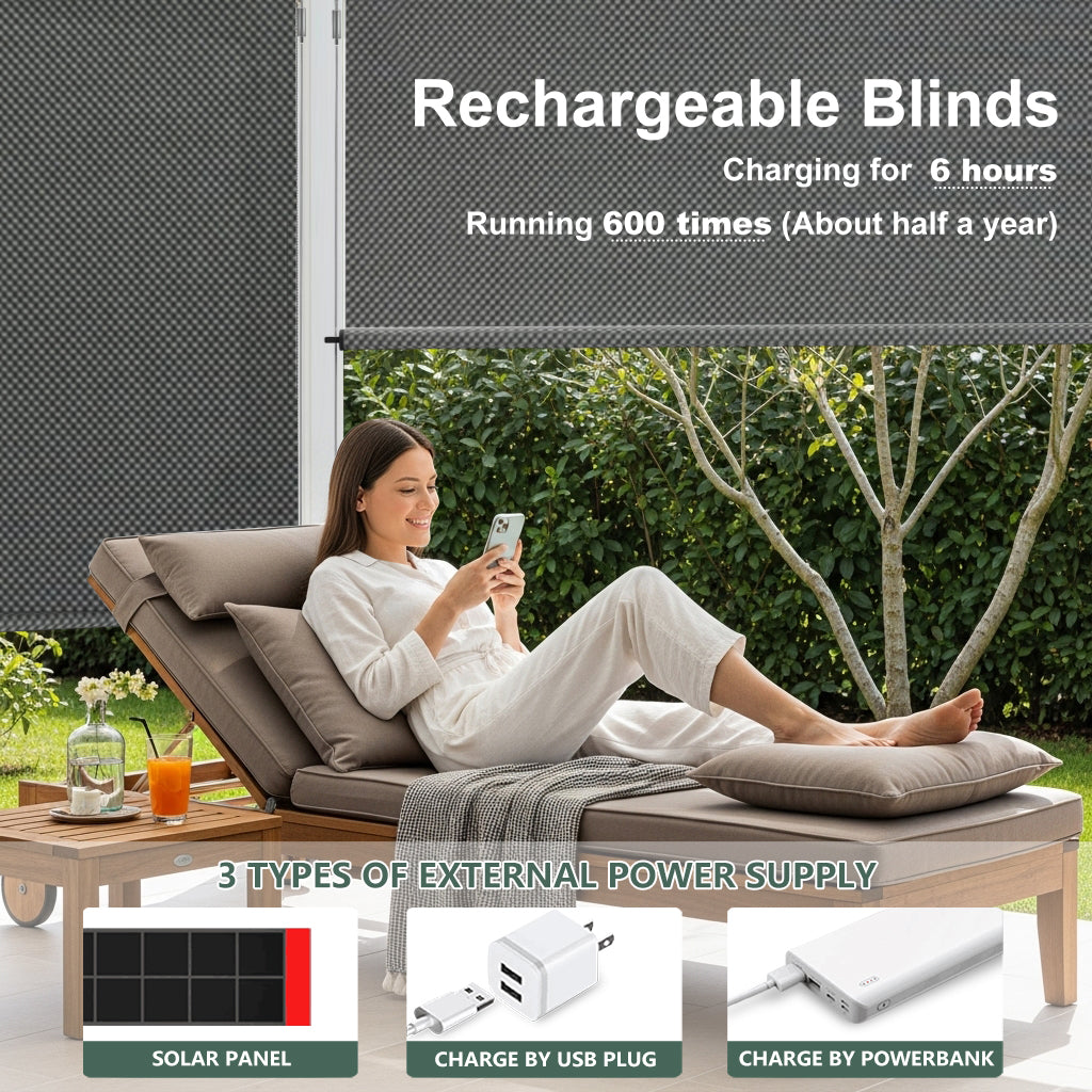 Aprilsmart Motorized Outdoor Shades 3% Openness