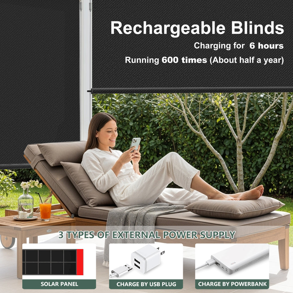 Aprilsmart Motorized Outdoor Shades 5% Openness