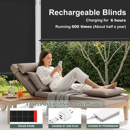 Aprilsmart Motorized Outdoor Shades 5% Openness