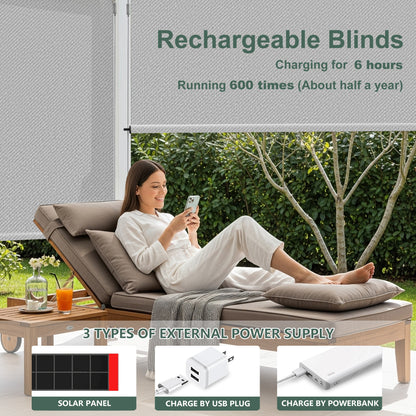Aprilsmart Motorized Outdoor Shades 1% Openness