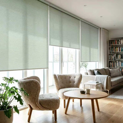 Motorized Light Filtering Roller Shades 70% Blackout Treebark