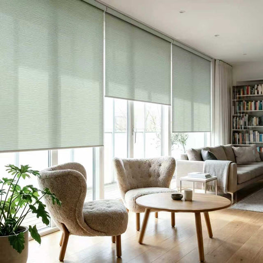 Aprilsmart Motorized Light Filtering Roller Shades 70% Blackout Treebark