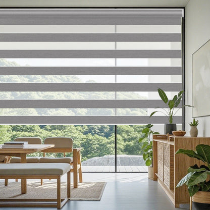 Aprilsmart Motorized Zebra Roller Blinds 85% Blackout