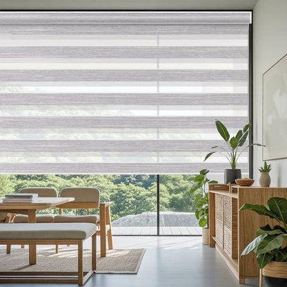 Aprilsmart Motorized Zebra Roller Blinds 70% Blackout Linen