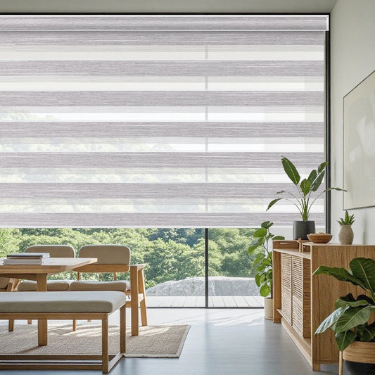 Aprilsmart Motorized Zebra Roller Blinds 70% Blackout Linen