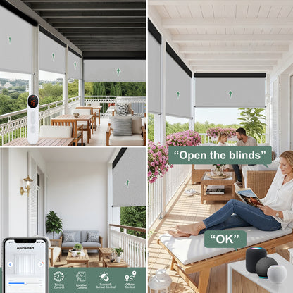 Aprilsmart Motorized Outdoor Shades 1% Openness