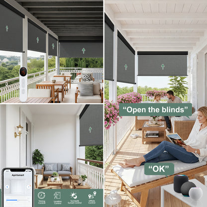 Aprilsmart Motorized Outdoor Shades 3% Openness