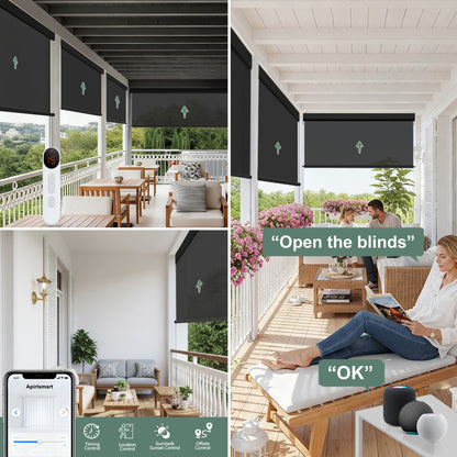 Aprilsmart Motorized Outdoor Shades 5% Openness