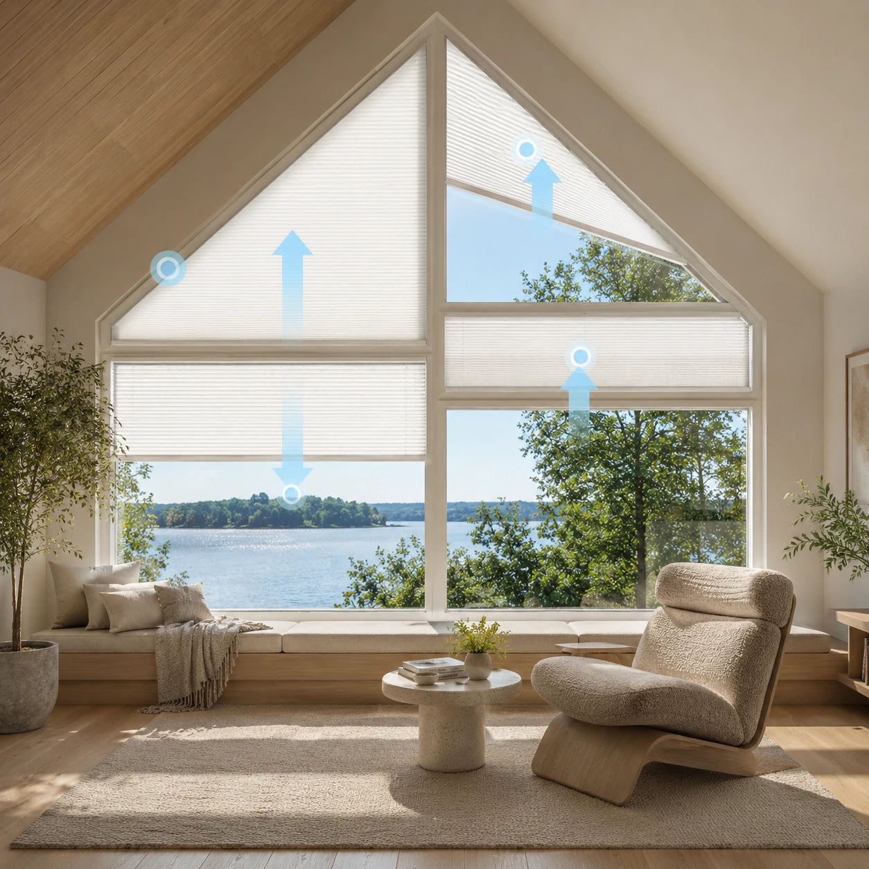 Aprilsmart Light Filtering Motorized Trapezoid Cellular Shades