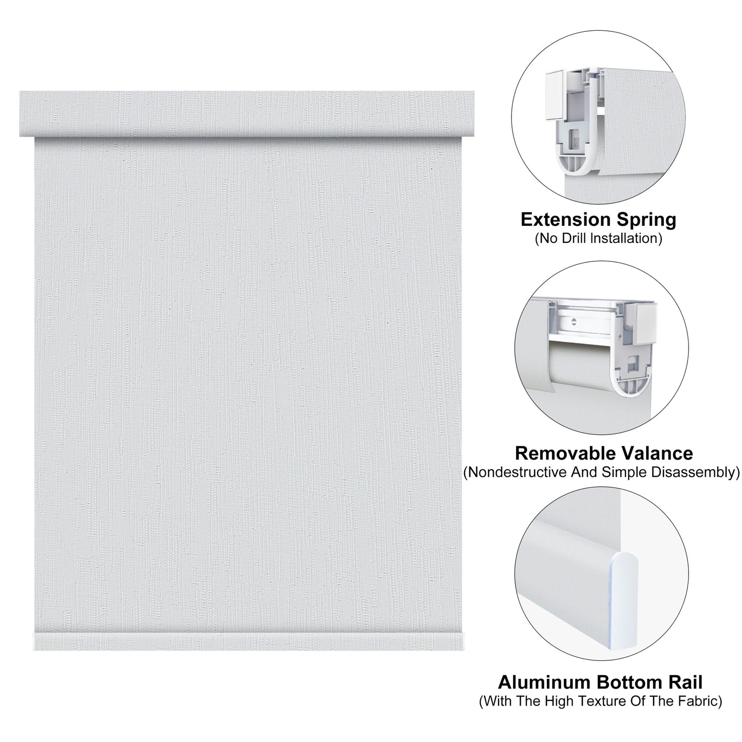 Aprilsmart No Drill Motorized Roller Shades 100% Blackout Cream