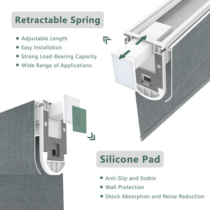 Aprilsmart No Drill Motorized Roller Shades 100% Blackout Cream