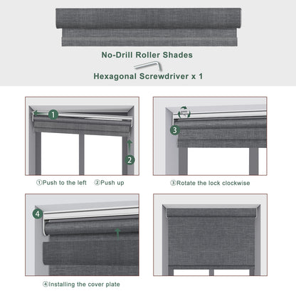 Aprilsmart No Drill Motorized Roller Shades 100% Blackout Cream
