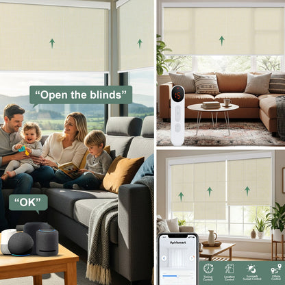 Aprilsmart Motorized Light Filtering Roller Shades 70% Blackout Bouvardia