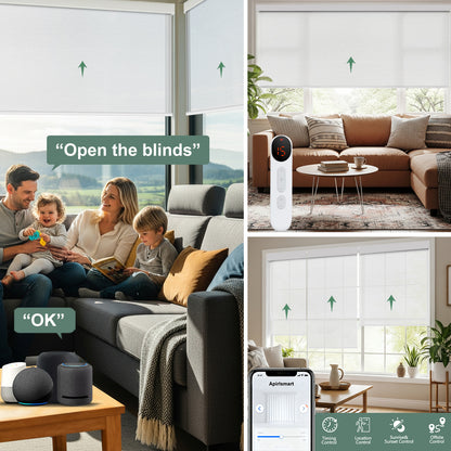 Aprilsmart Motorized Light Filtering Roller Shades 70% Blackout Treebark