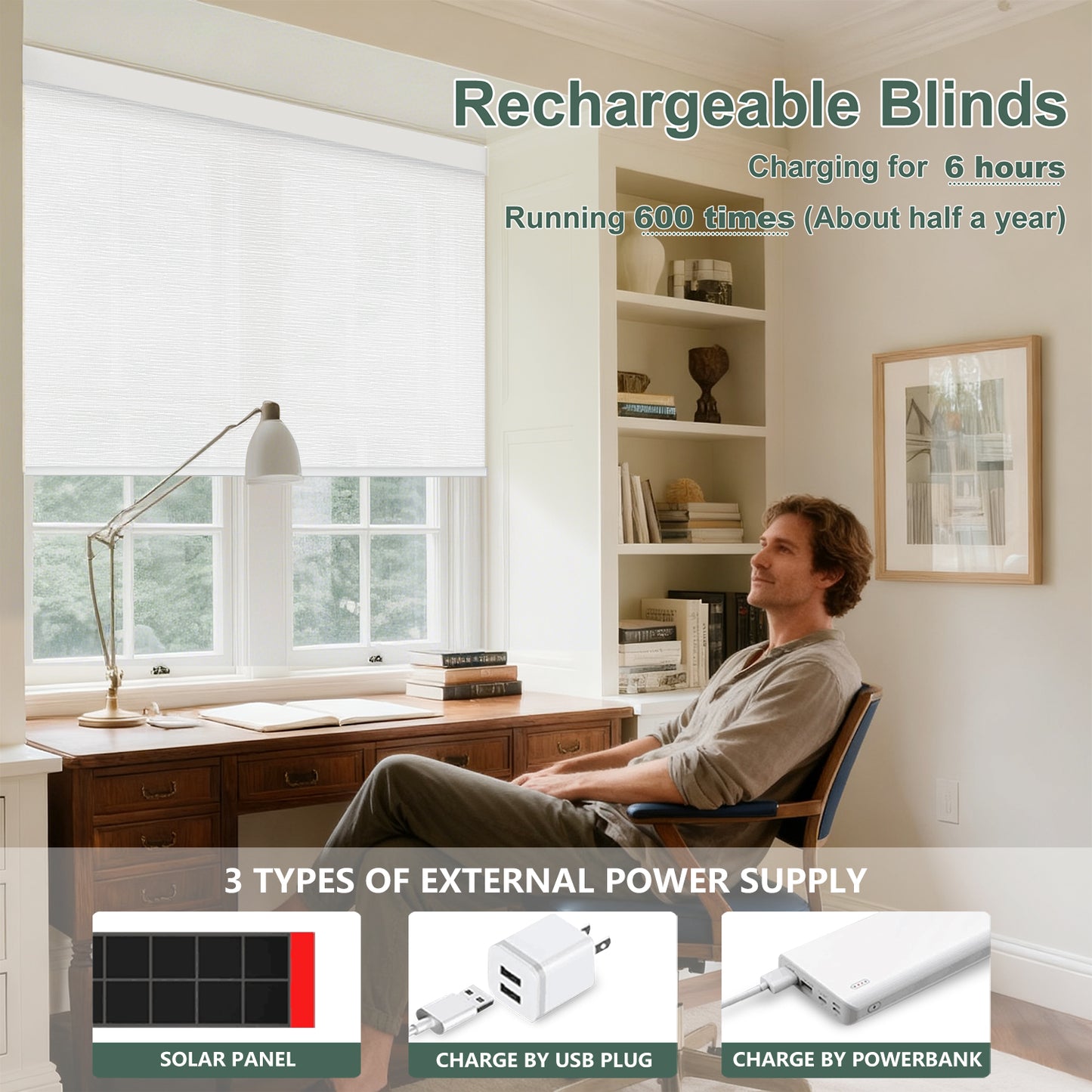 Aprilsmart Motorized Light Filtering Roller Shades 70% Blackout Treebark