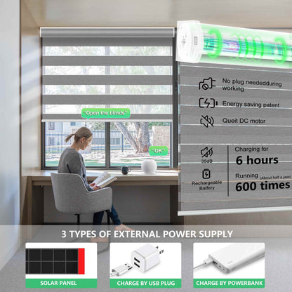 Aprilsmart Motorized Zebra Roller Blinds 60% Blackout