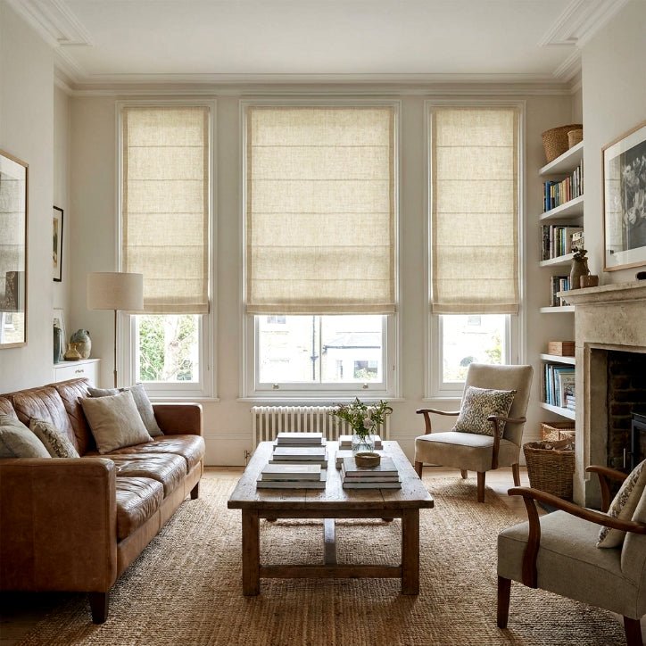 Aprilsmart 50%/70%/100% Blackout Motorized Linen Roman Shades