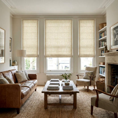 Aprilsmart 50%/70%/100% Blackout Motorized Linen Roman Shades