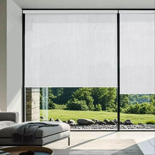 Aprilsmart Motorized Light Filtering Roller Shades 70% Blackout Essential