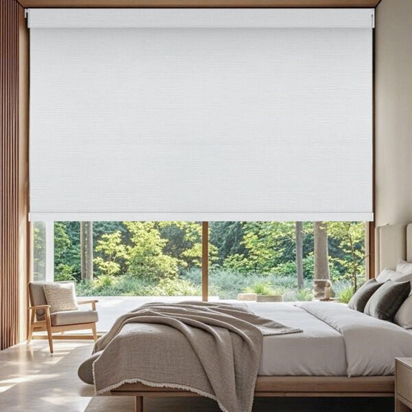 Aprilsmart No Drill Motorized Roller Shades 100% Blackout Cream