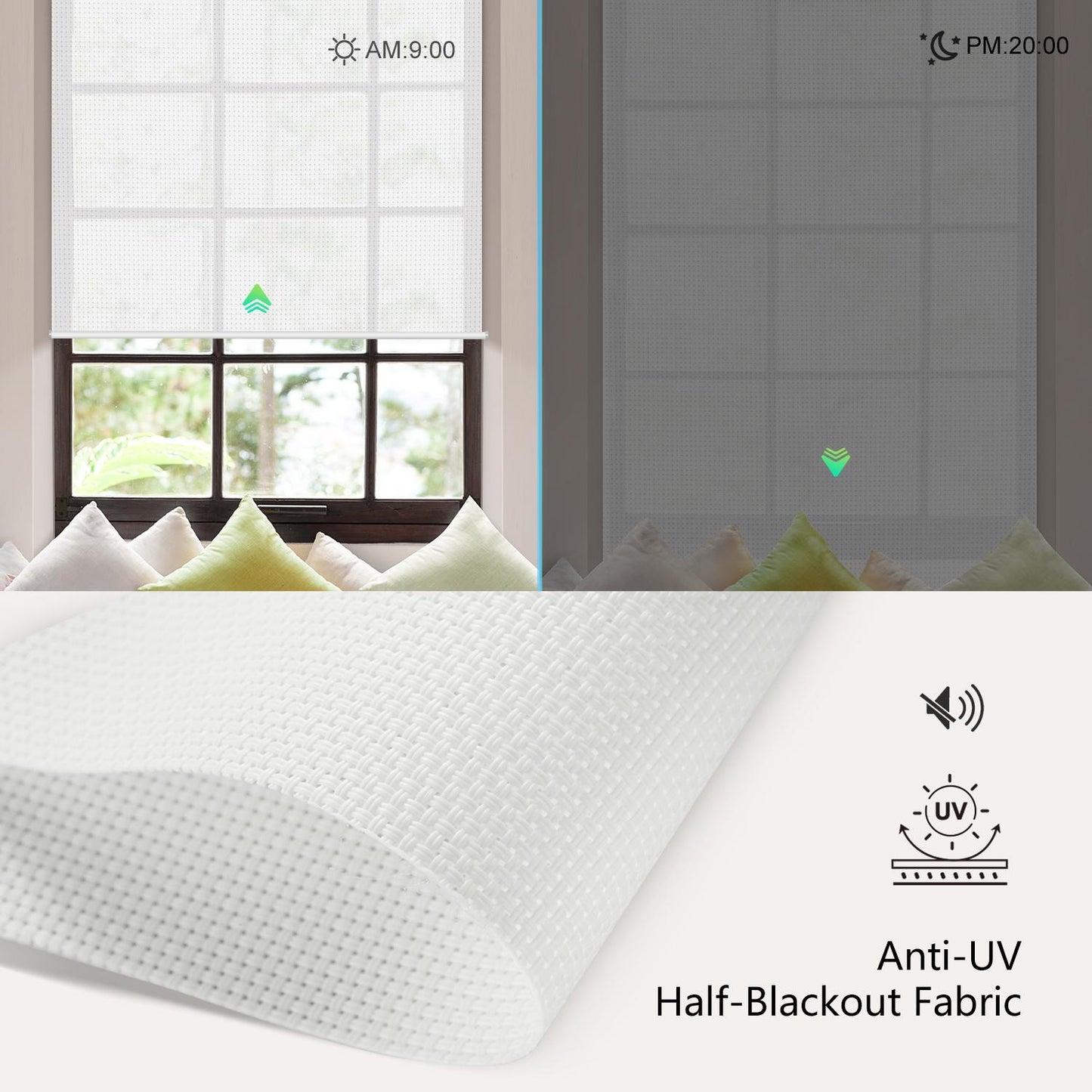 Aprilsmart Motorized Light Filtering Roller Shades AVENTUS