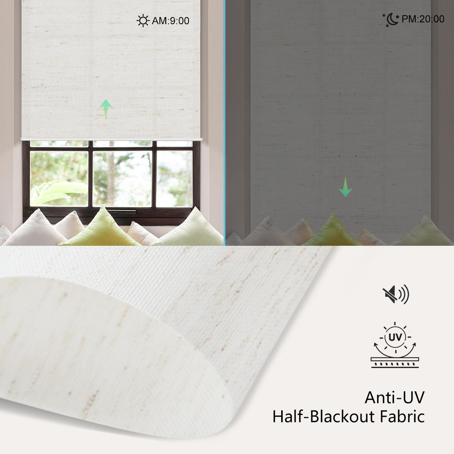 Light Filtering Roller Shades 70% Blackout Linen