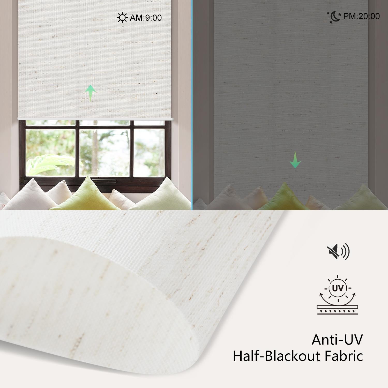 Light Filtering Roller Shades 70% Blackout Linen