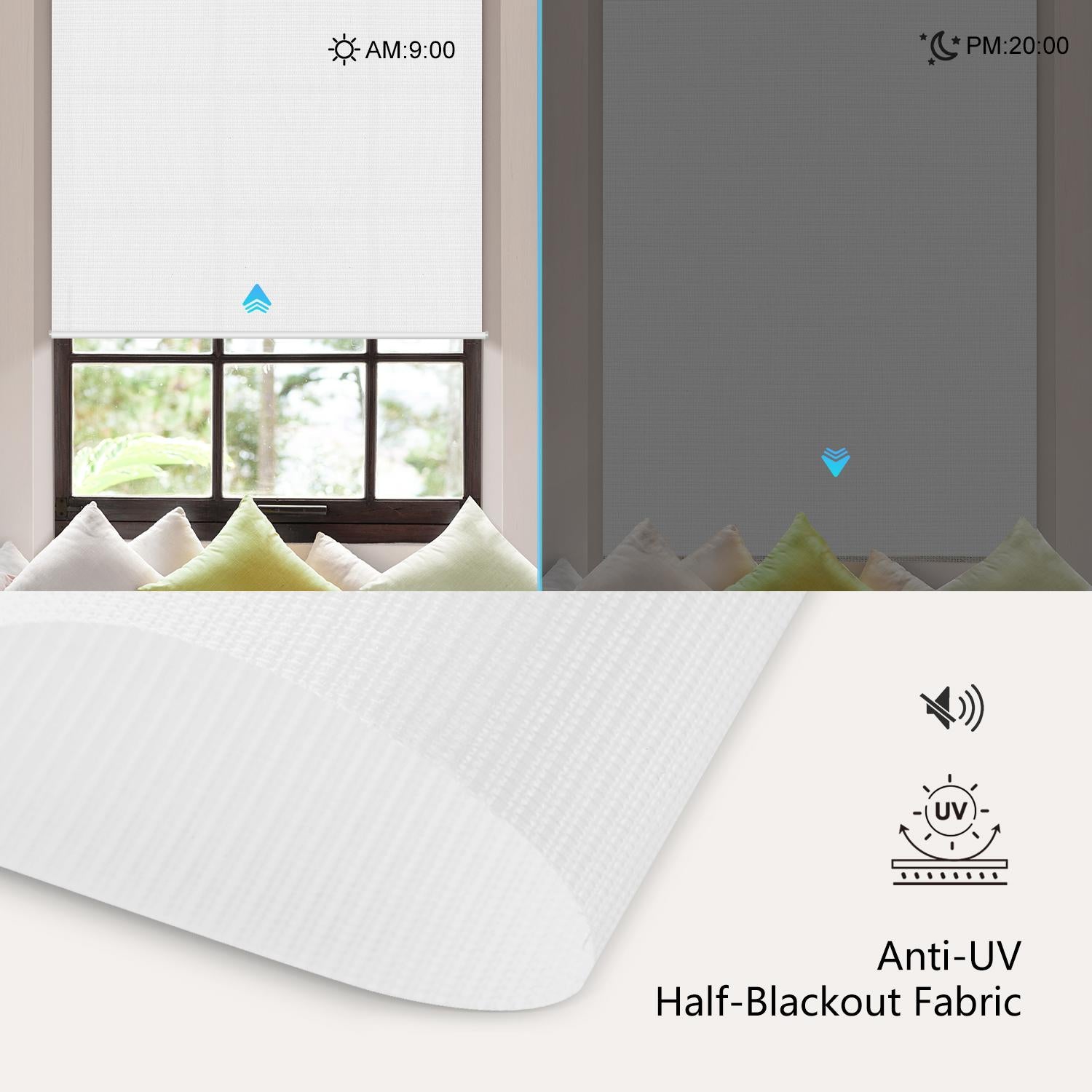 Motorized Light Filtering Roller Shades SUNSCREEN
