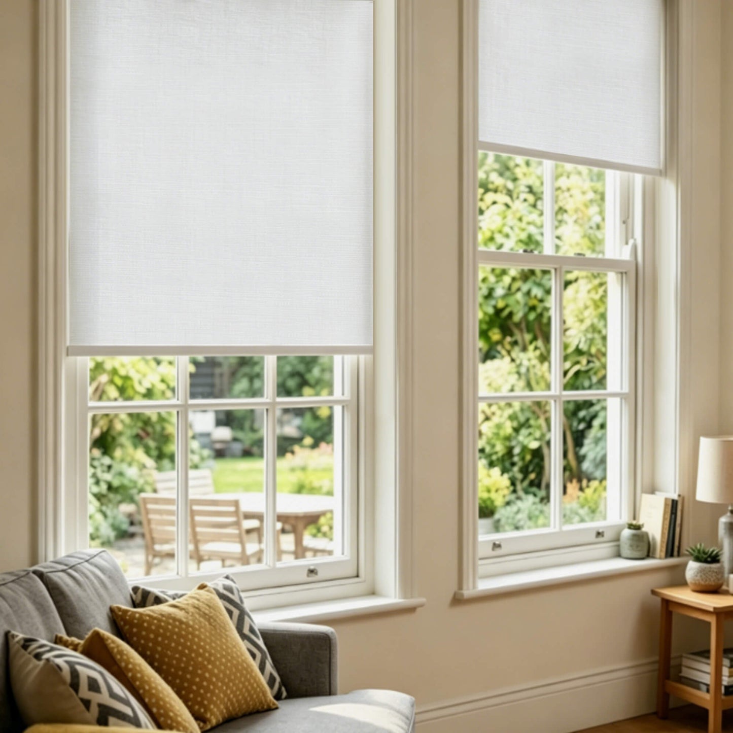 Motorized Roller Shades 100% Blackout Cream