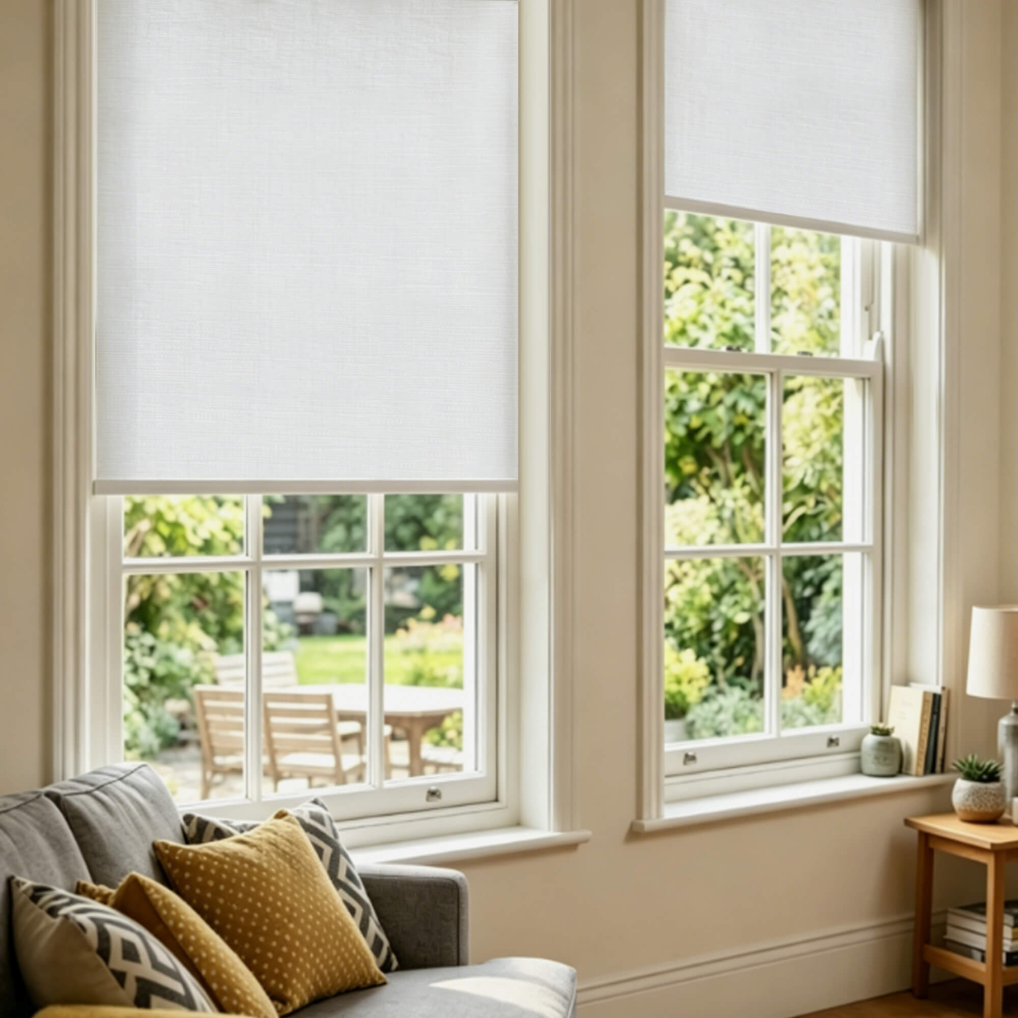Motorized Roller Shades 100% Blackout Cream