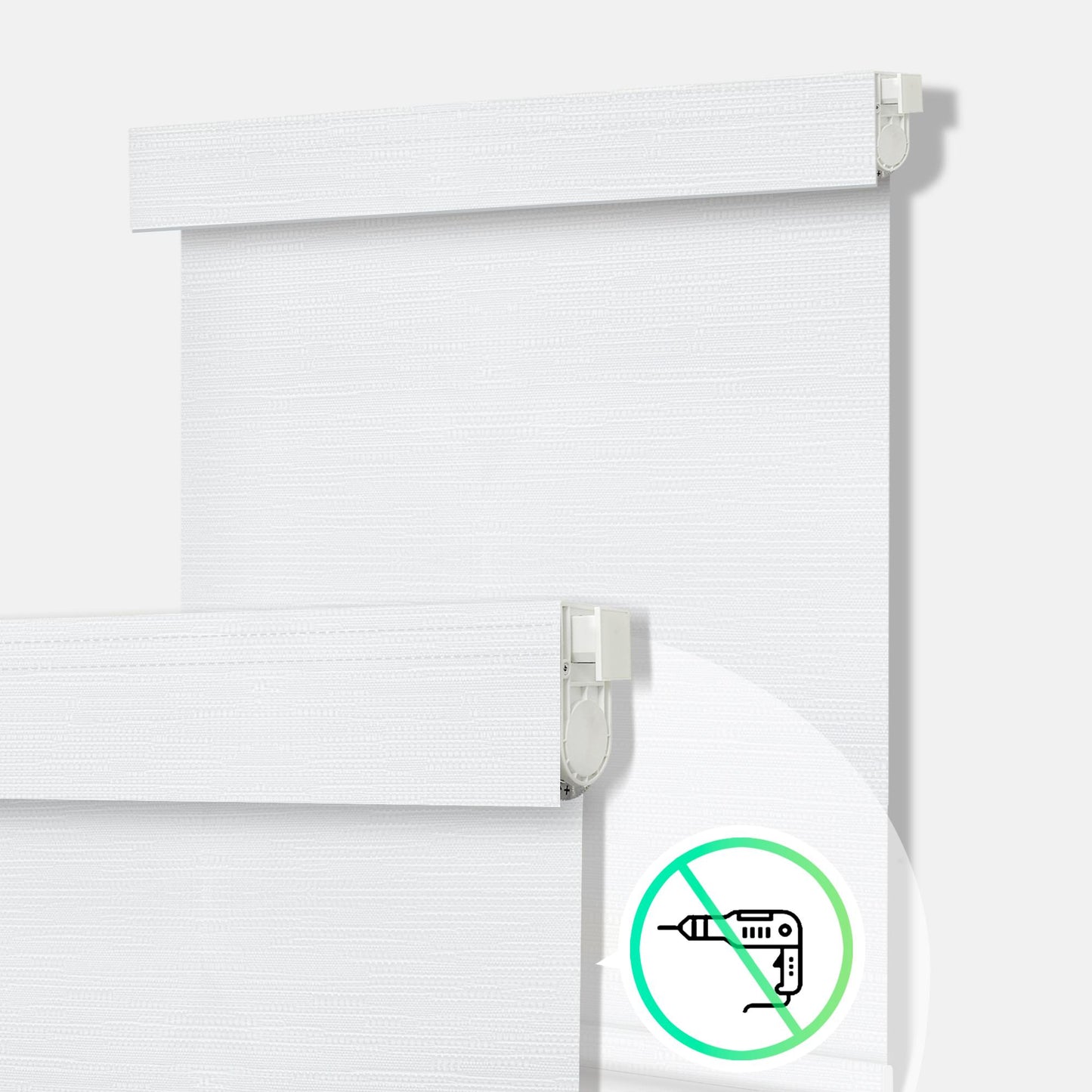 Aprilsmart No Drill Motorized Roller Shades 100% Blackout Cream