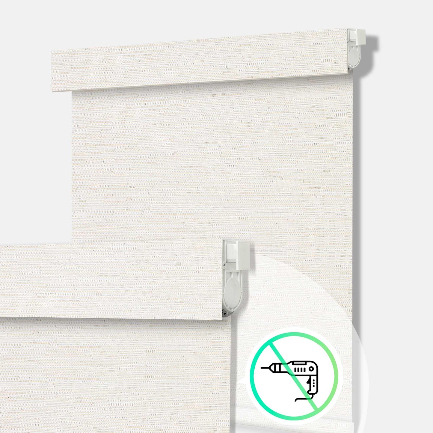 Aprilsmart No Drill Motorized Roller Shades 100% Blackout Safari