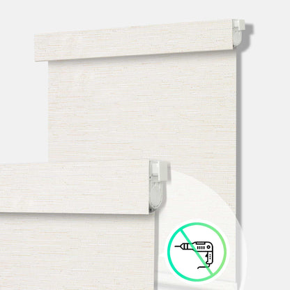 Aprilsmart No Drill Motorized Roller Shades 100% Blackout Safari